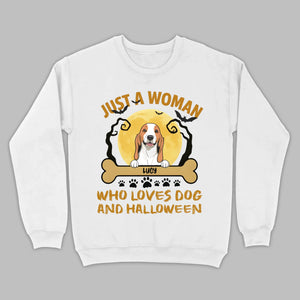 Personalized Dog Halloween T-Shirt | Just a Woman Who Loves Dog and Halloween - 89Prints