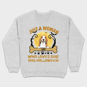 Personalized Dog Halloween T-Shirt | Just a Woman Who Loves Dog and Halloween - 89Prints