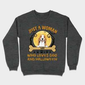 Personalized Dog Halloween T-Shirt | Just a Woman Who Loves Dog and Halloween - 89Prints