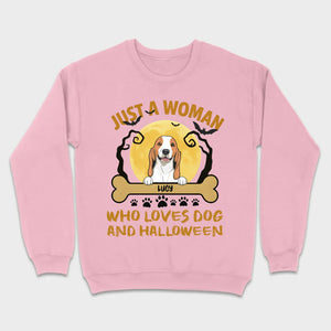 Personalized Dog Halloween T-Shirt | Just a Woman Who Loves Dog and Halloween - 89Prints