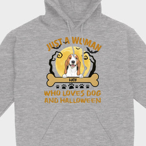 Personalized Dog Halloween T-Shirt | Just a Woman Who Loves Dog and Halloween - 89Prints