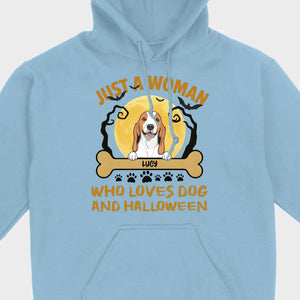 Personalized Dog Halloween T-Shirt | Just a Woman Who Loves Dog and Halloween - 89Prints