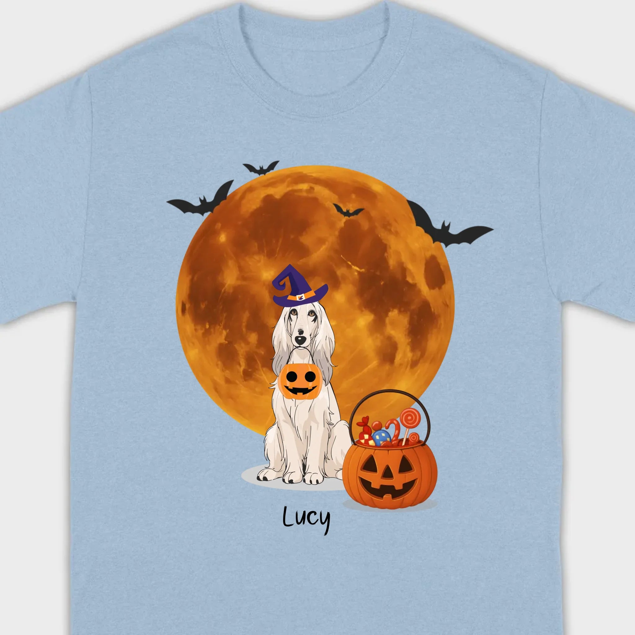 Personalized Dog Halloween Shirt | Custom Dog Moon & Pumpkin Tee - 89Prints