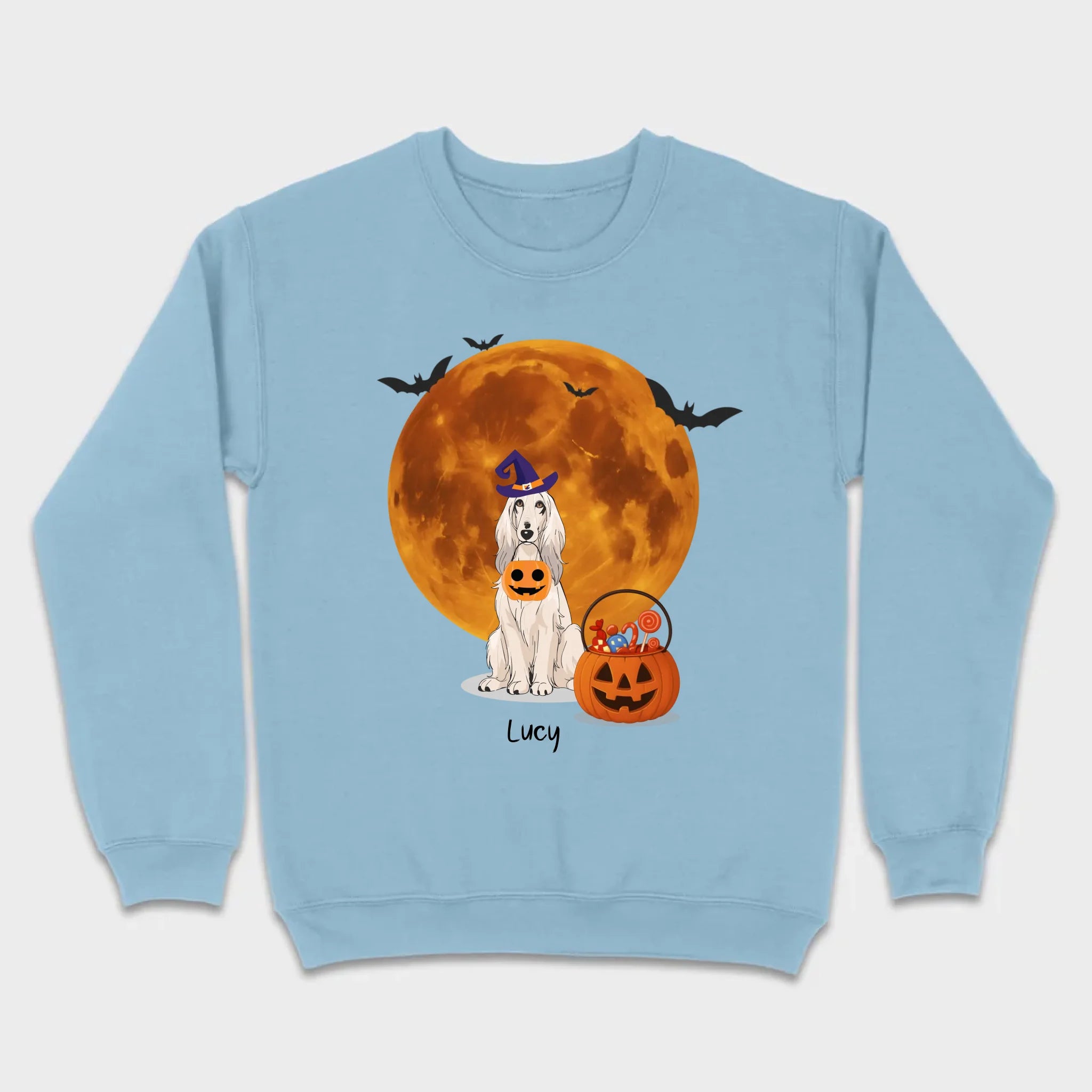 Personalized Dog Halloween Shirt | Custom Dog Moon & Pumpkin Tee - 89Prints