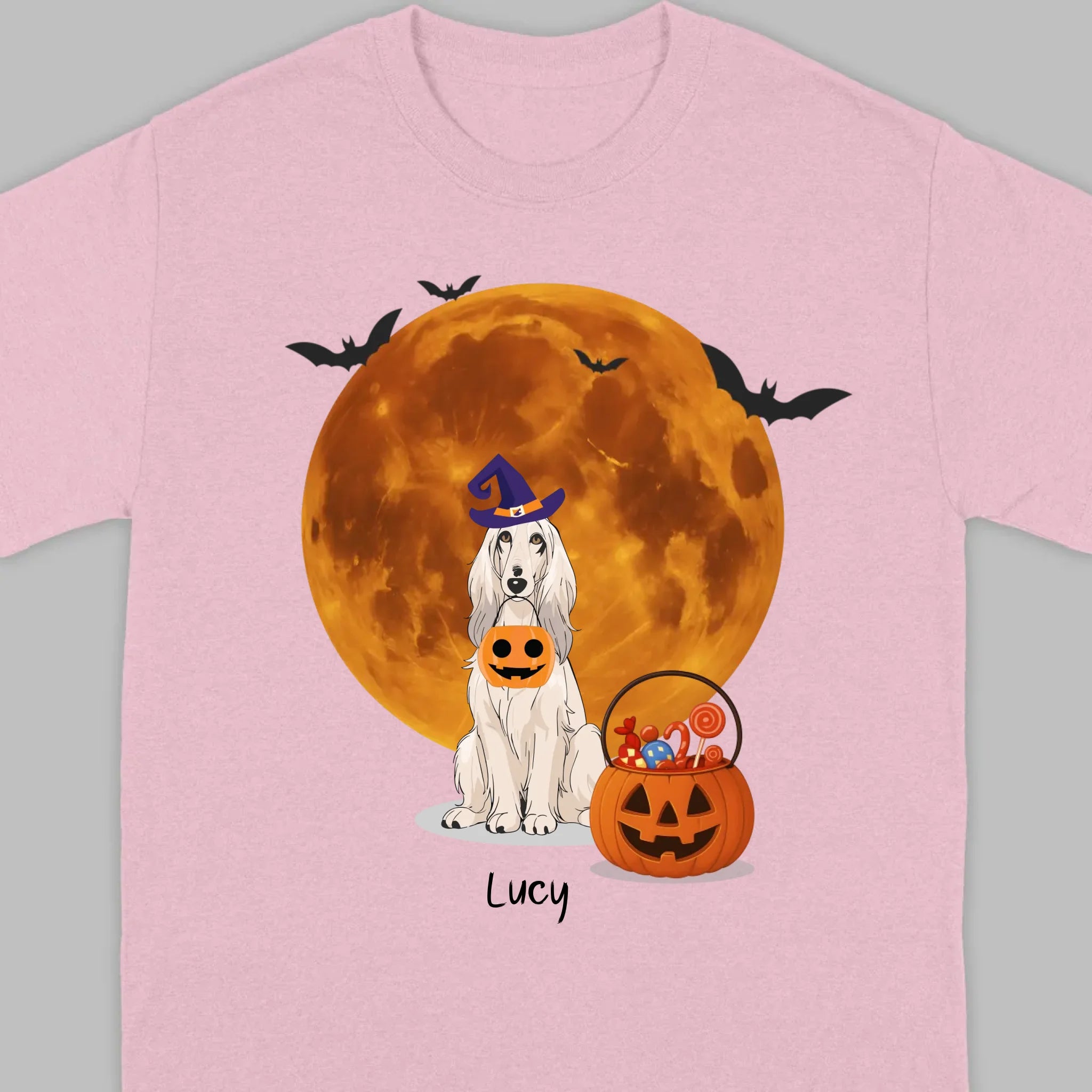 Personalized Dog Halloween Shirt | Custom Dog Moon & Pumpkin Tee - 89Prints