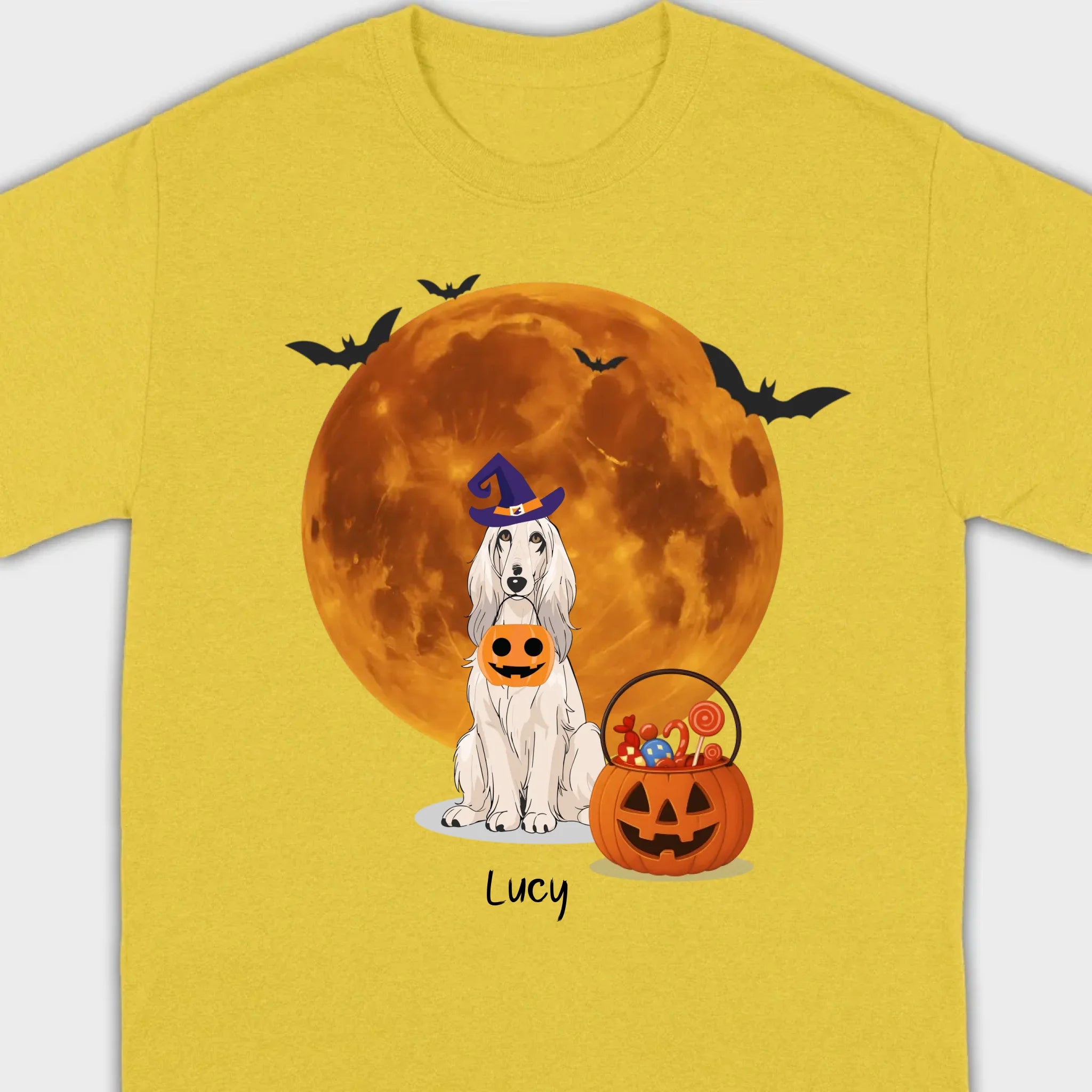 Personalized Dog Halloween Shirt | Custom Dog Moon & Pumpkin Tee - 89Prints