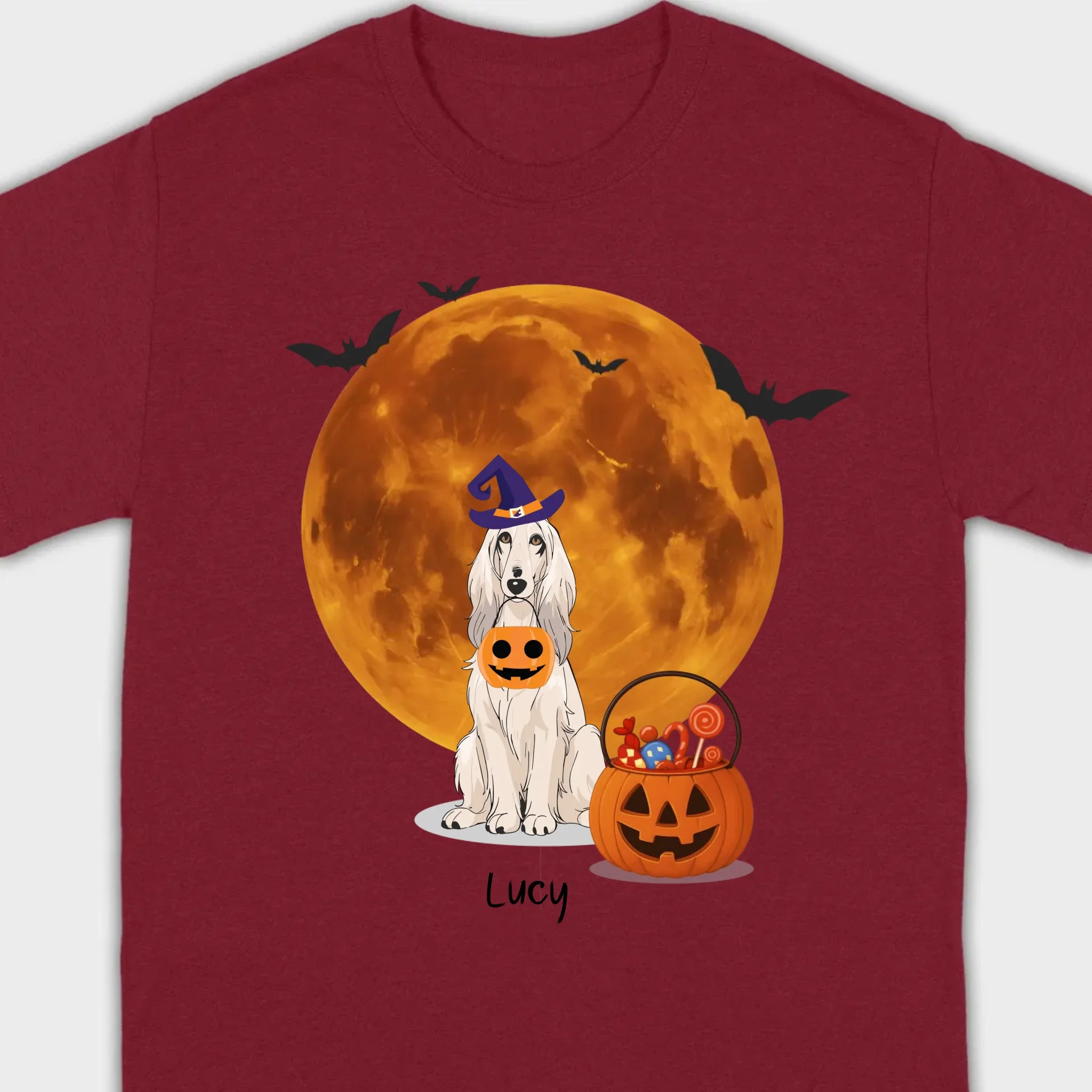 Personalized Dog Halloween Shirt | Custom Dog Moon & Pumpkin Tee - 89Prints
