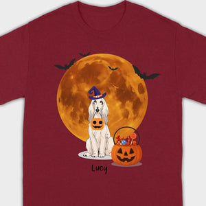 Personalized Dog Halloween Shirt | Custom Dog Moon & Pumpkin Tee - 89Prints