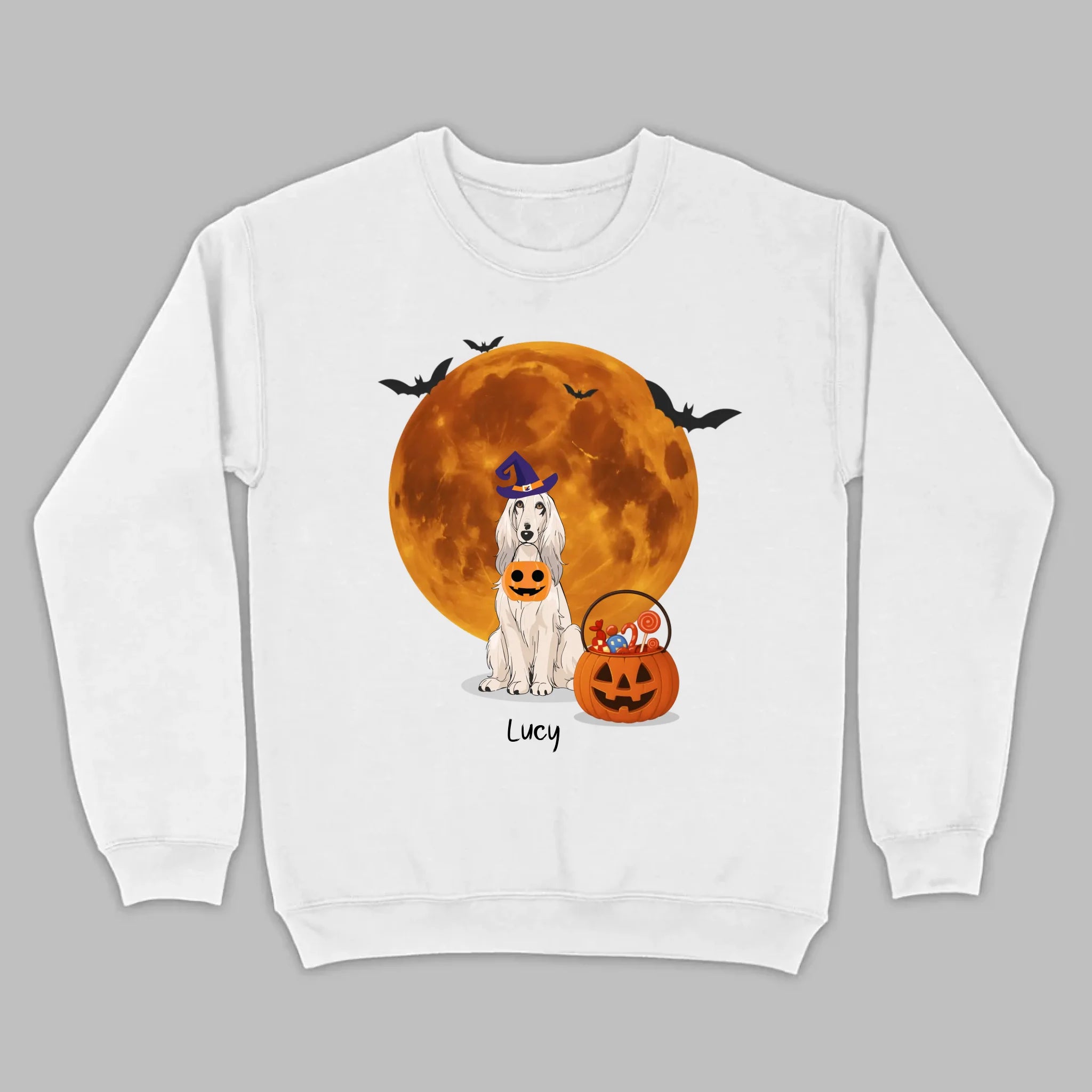 Personalized Dog Halloween Shirt | Custom Dog Moon & Pumpkin Tee - 89Prints