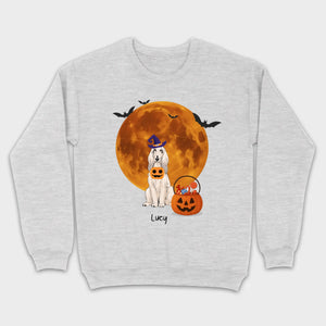 Personalized Dog Halloween Shirt | Custom Dog Moon & Pumpkin Tee - 89Prints