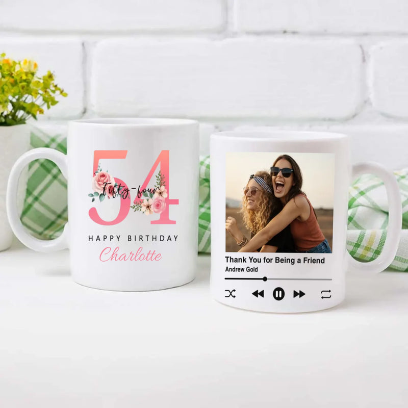 Charming 54th Birthday Mug – Thank You for Being a Friend - 89Prints