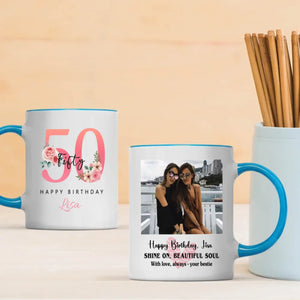 Elegant 50th Birthday Mug – Shine On, Beautiful Soul – Personalized Gift - 89Prints