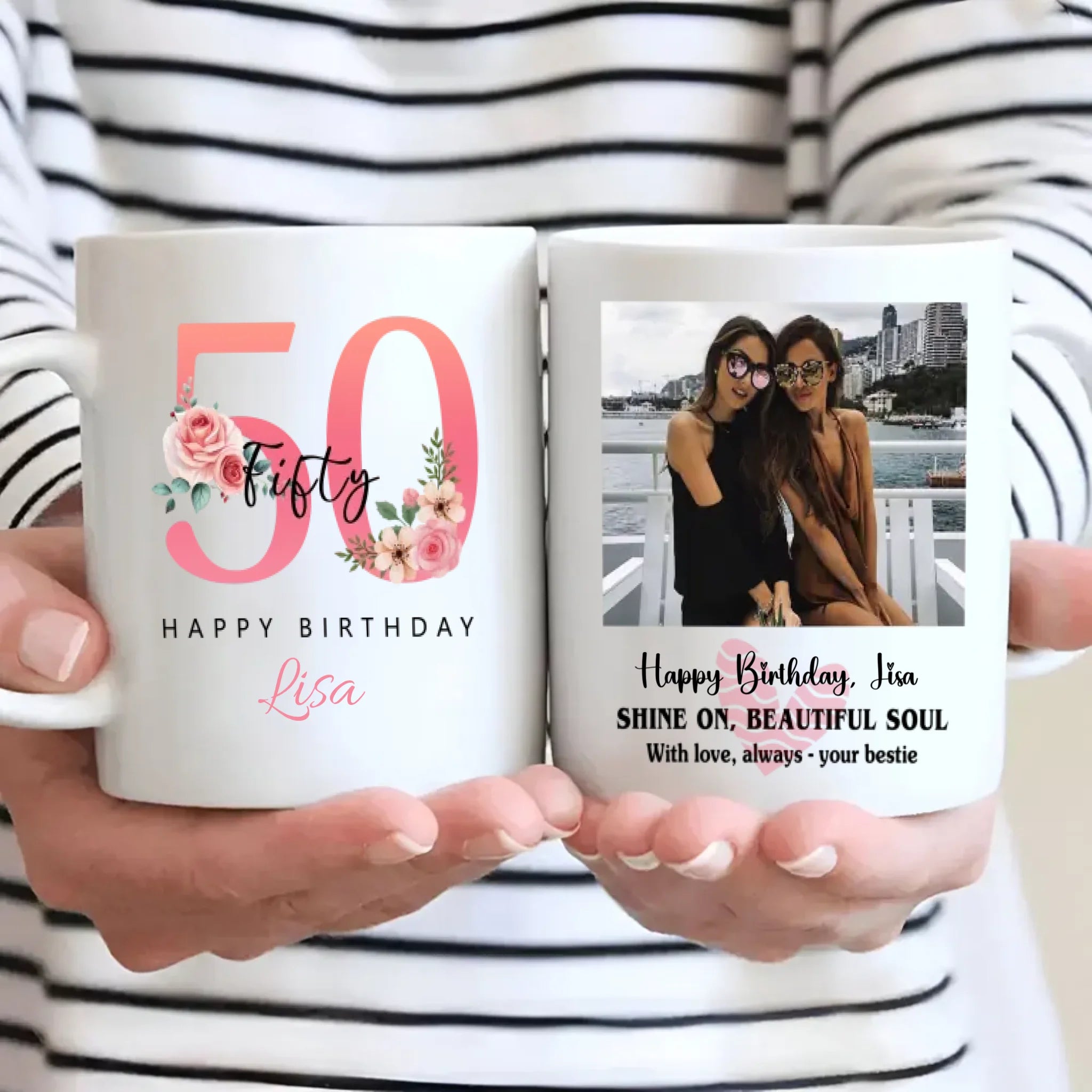 Elegant 50th Birthday Mug – Shine On, Beautiful Soul – Personalized Gift - 89Prints