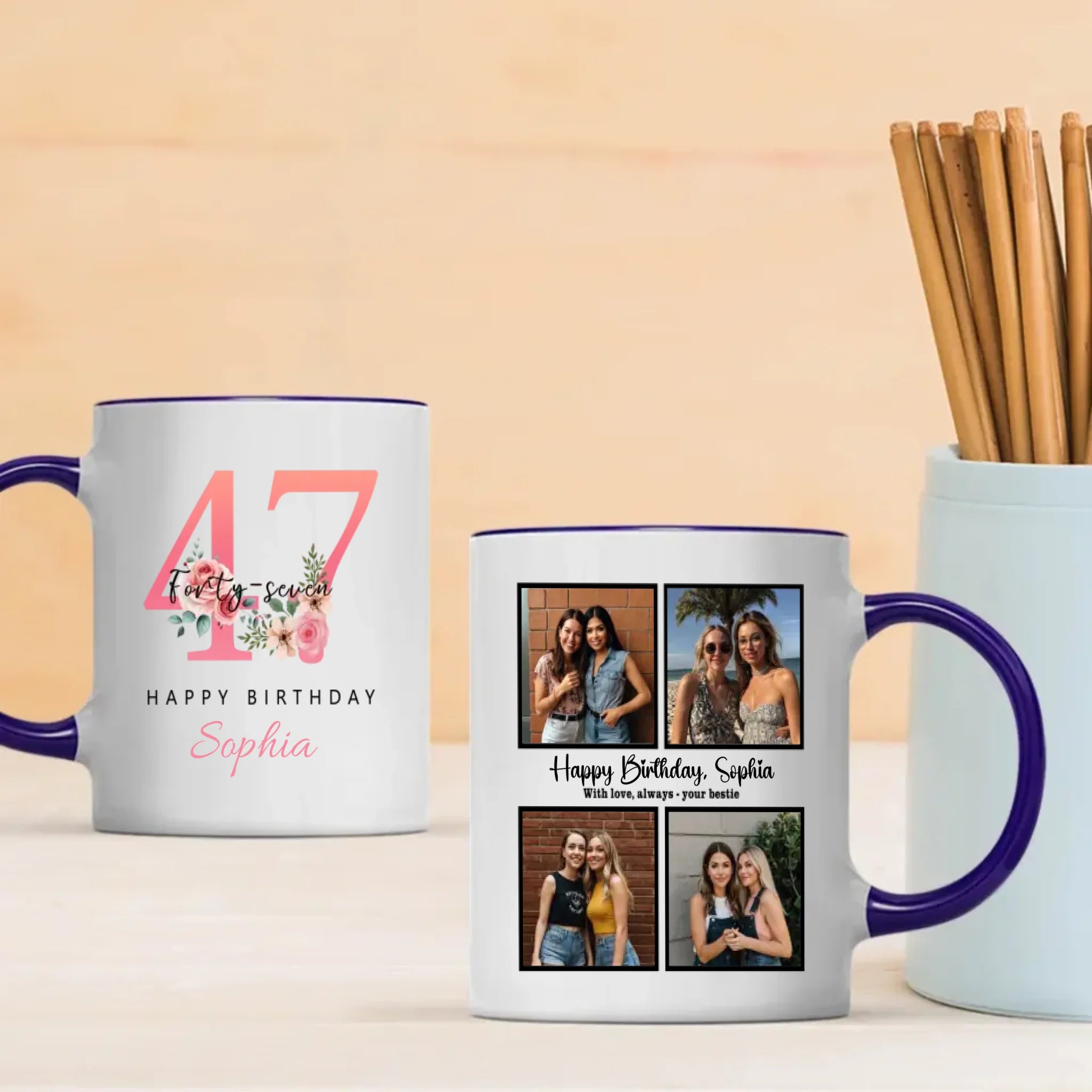 Charming 47th Birthday Mug – Elegant Personalized Gift of Love and Joy - 89Prints