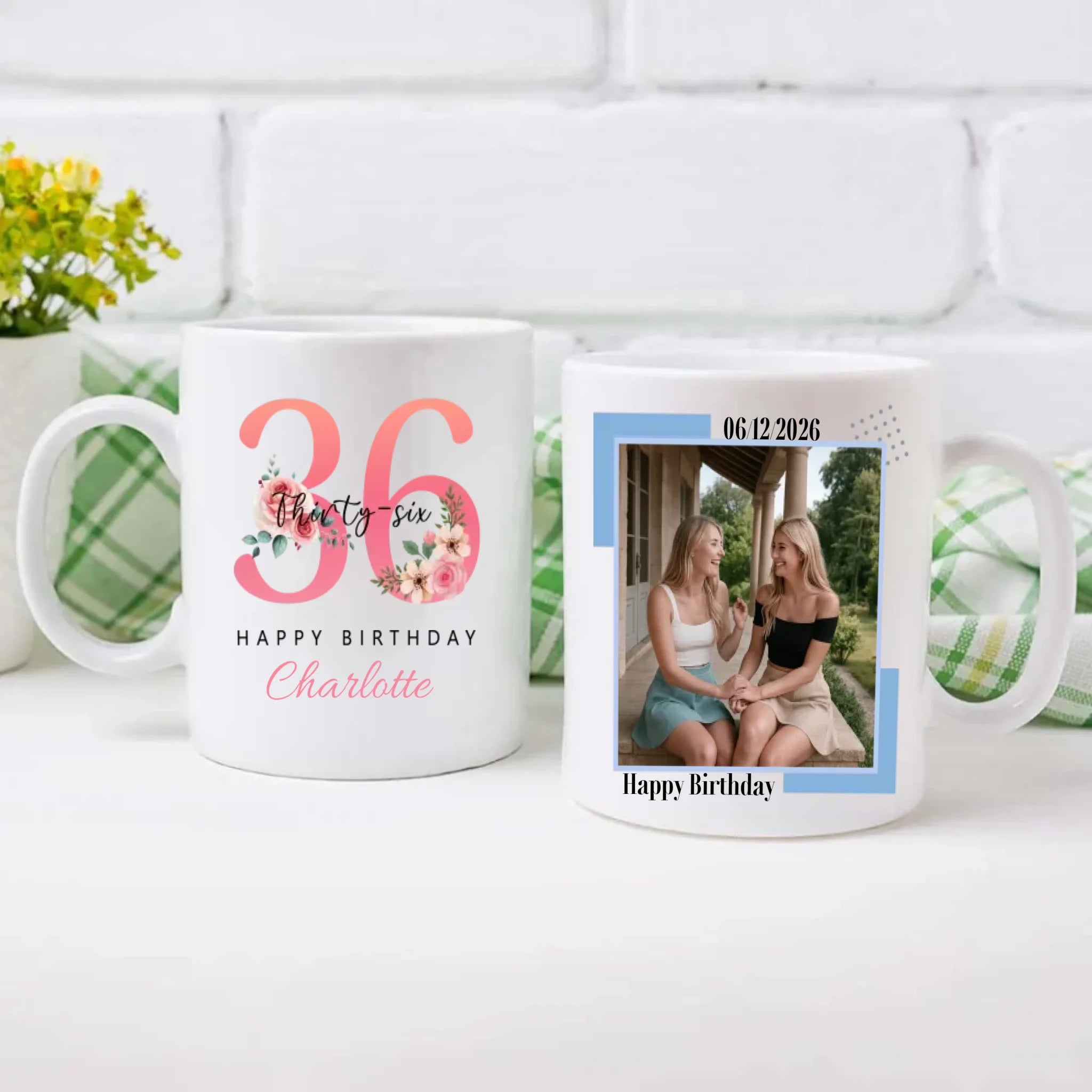 Personalized 36th Birthday Mug – Floral Happy Birthday Gift for Her - 89Prints