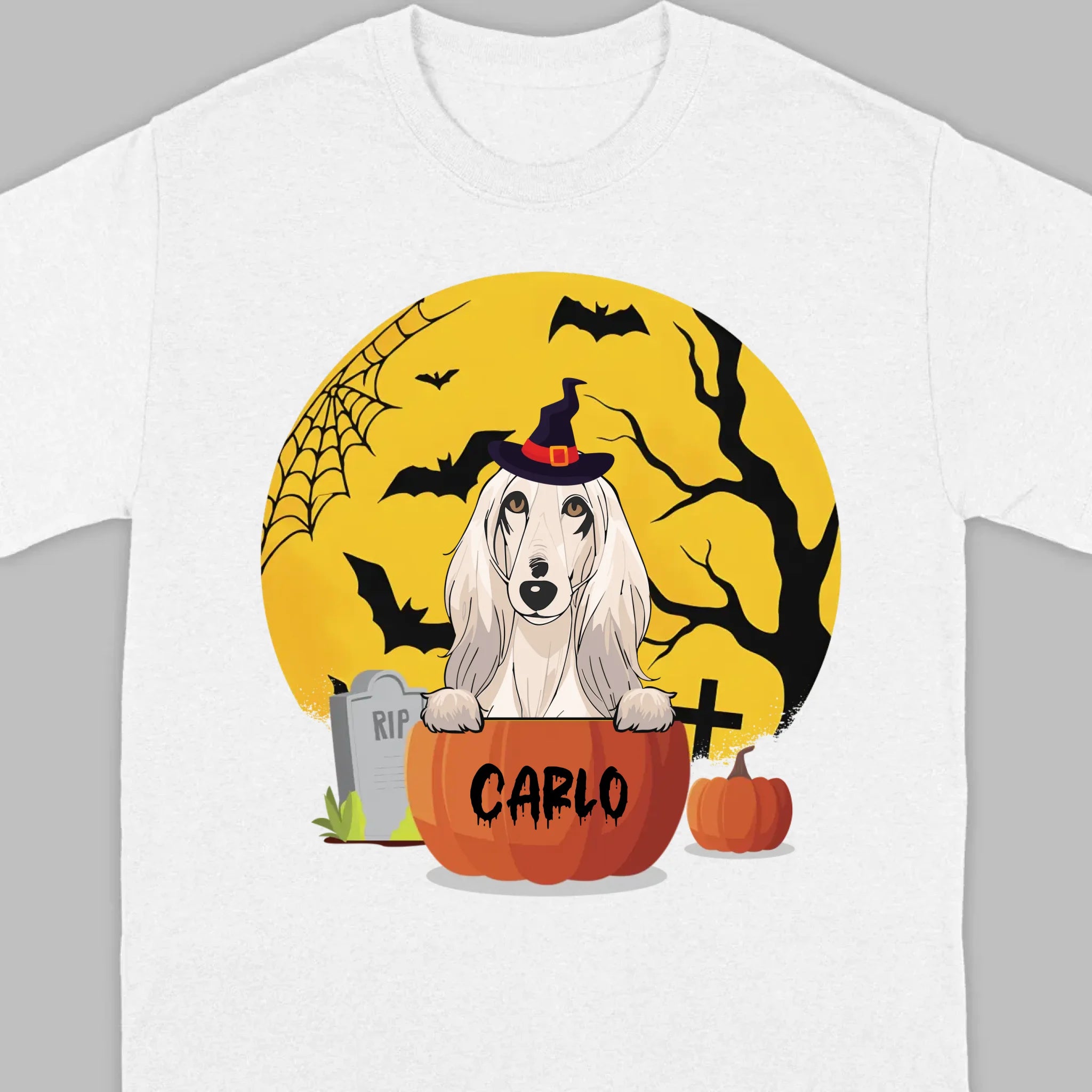 Personalized Halloween Dog Shirt – Custom Dog Name Pumpkin Tee - 89Prints