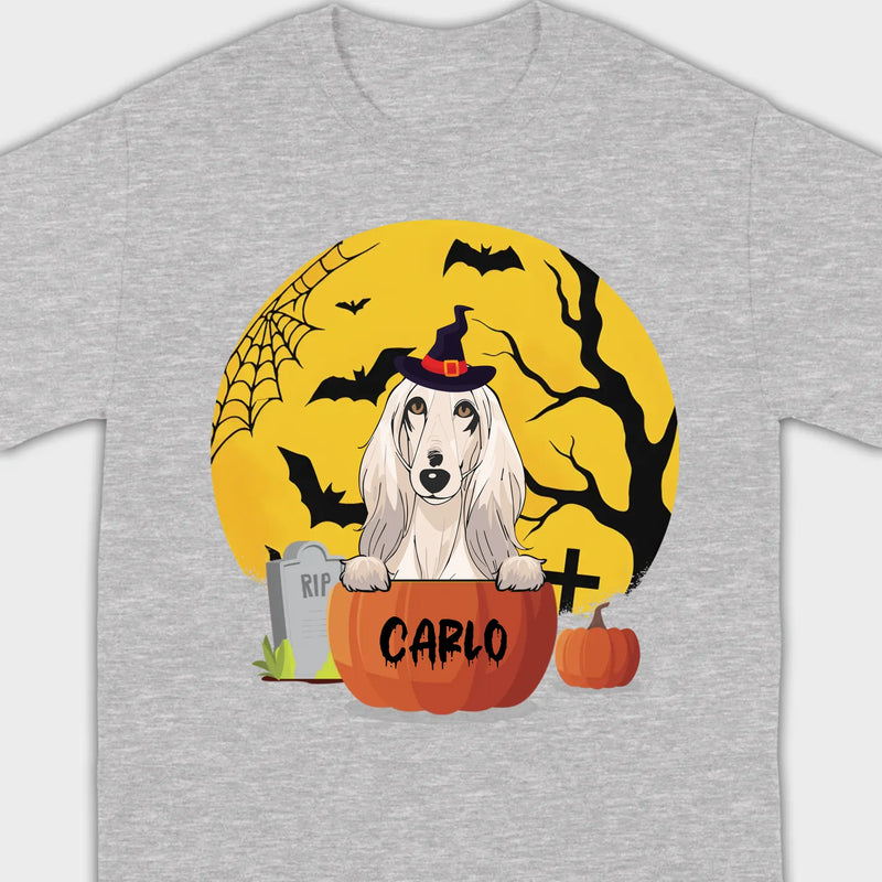 Personalized Halloween Dog Shirt – Custom Dog Name Pumpkin Tee - 89Prints