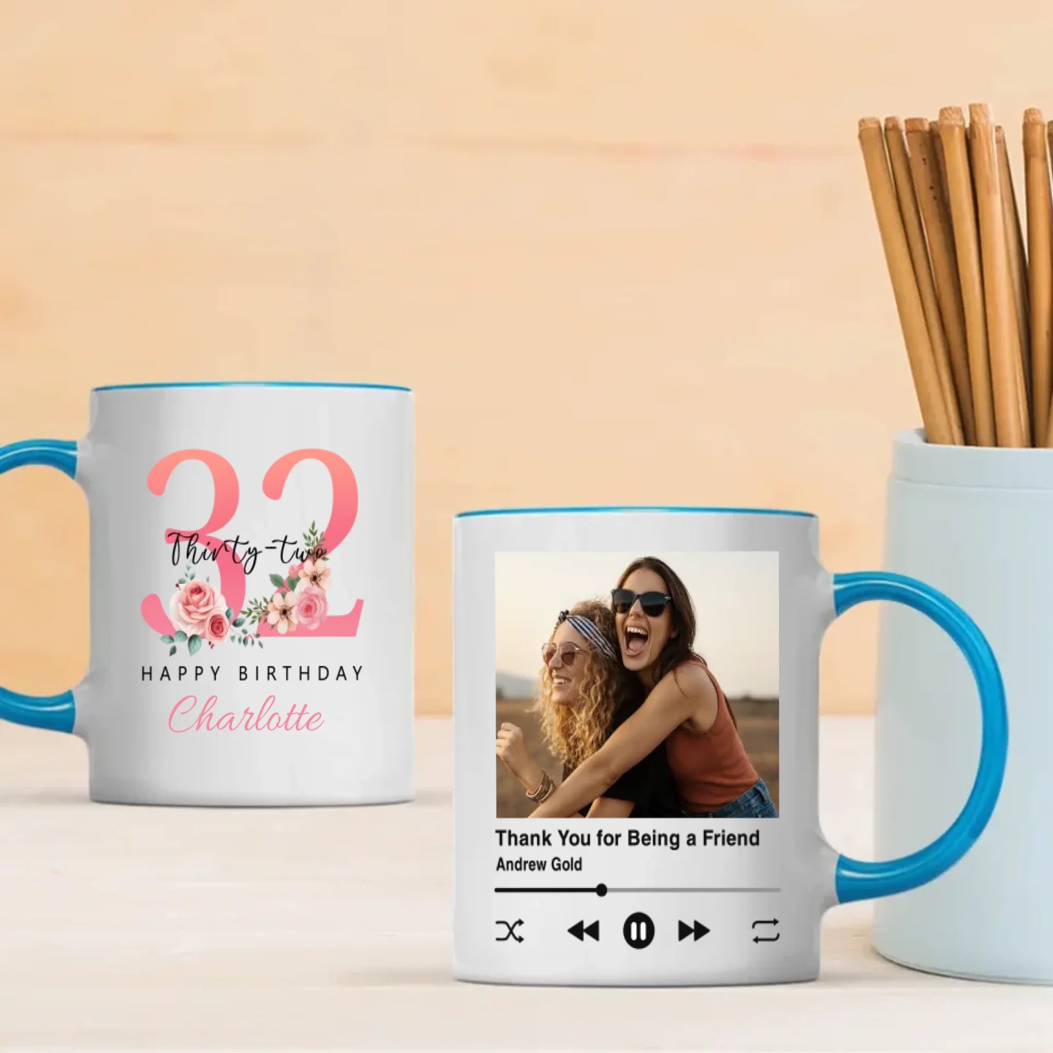 Cute 32nd Birthday Mug – Adorable Personalized Gift with “Thank You for Being a Friend” – 89Prints