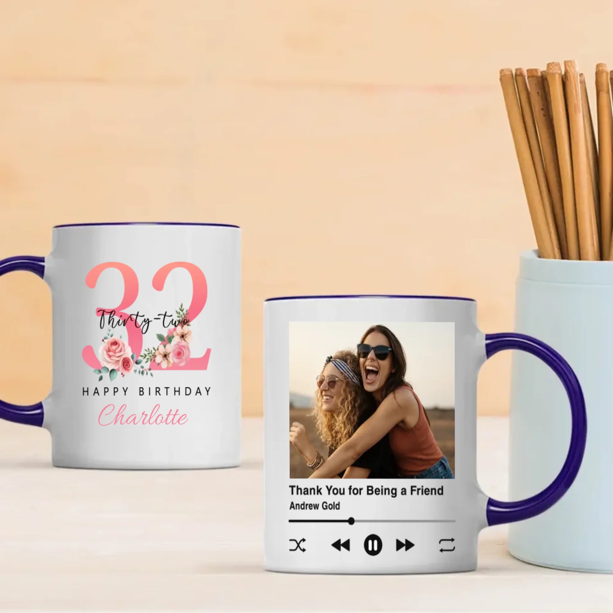 Cute 32nd Birthday Mug – Adorable Personalized Gift with “Thank You for Being a Friend” – 89Prints