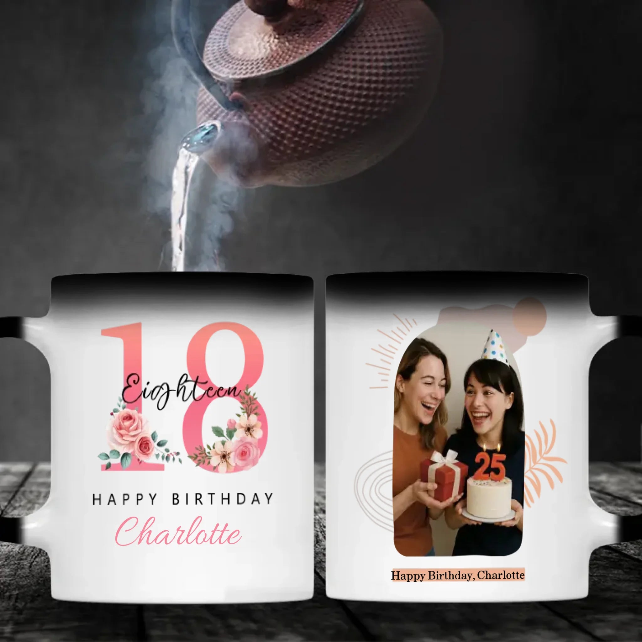 Personalized 18th Birthday Mug – Elegant Floral Gift for Her - 89Prints