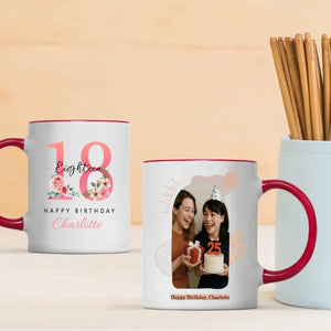 Personalized 18th Birthday Mug – Elegant Floral Gift for Her - 89Prints