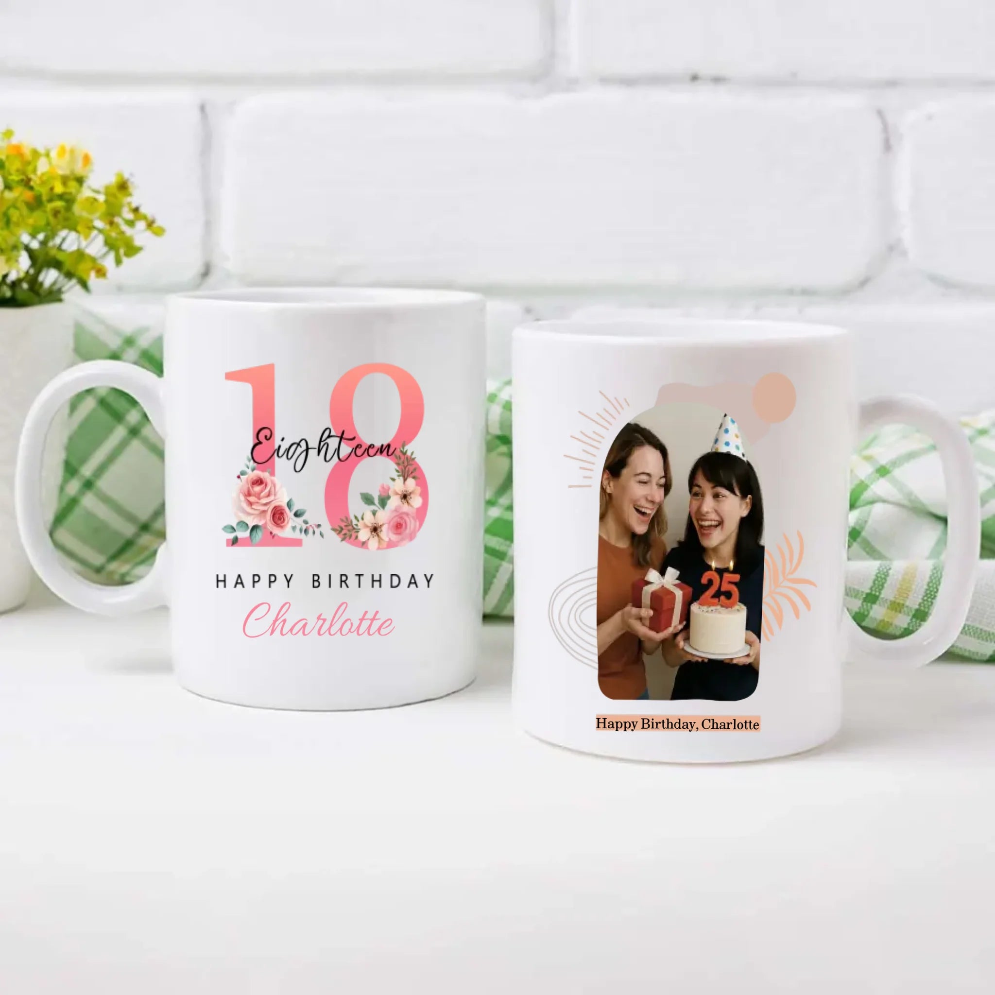Personalized 18th Birthday Mug – Elegant Floral Gift for Her - 89Prints