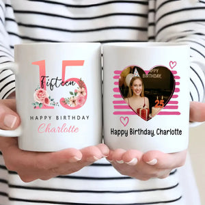 Personalized 15th Birthday Mug – Sweet Floral Gift for Teen Girl - 89Prints