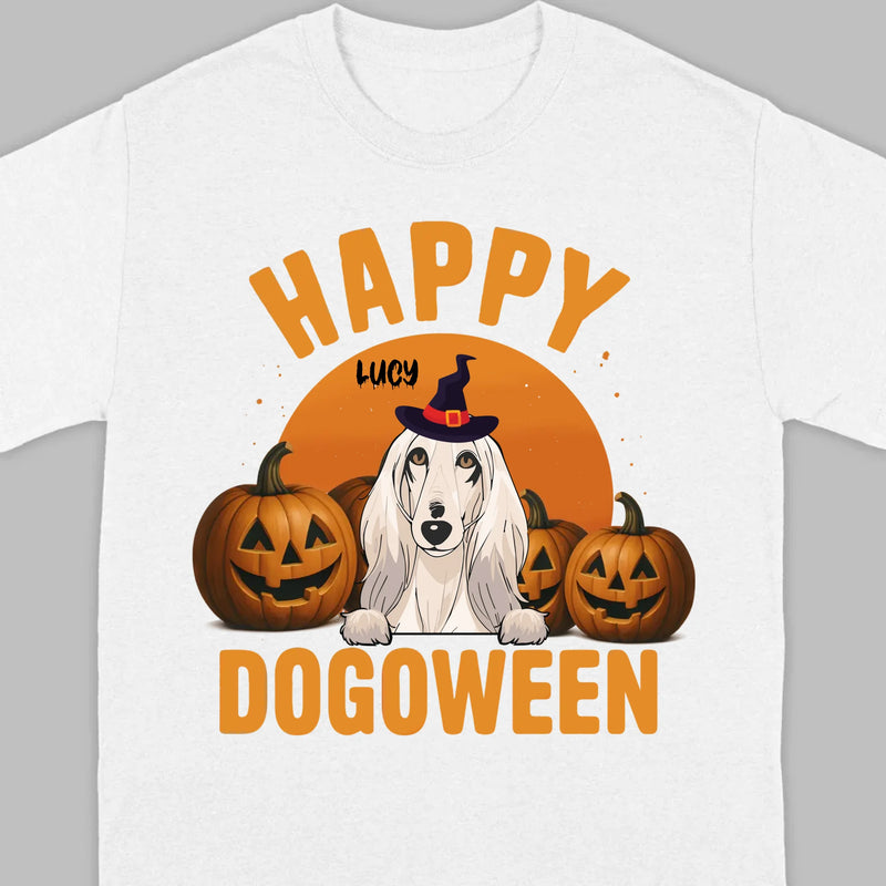 Happy Dogoween Shirt – Personalized Halloween Dog Tee with Custom Pet Name - 89Prints