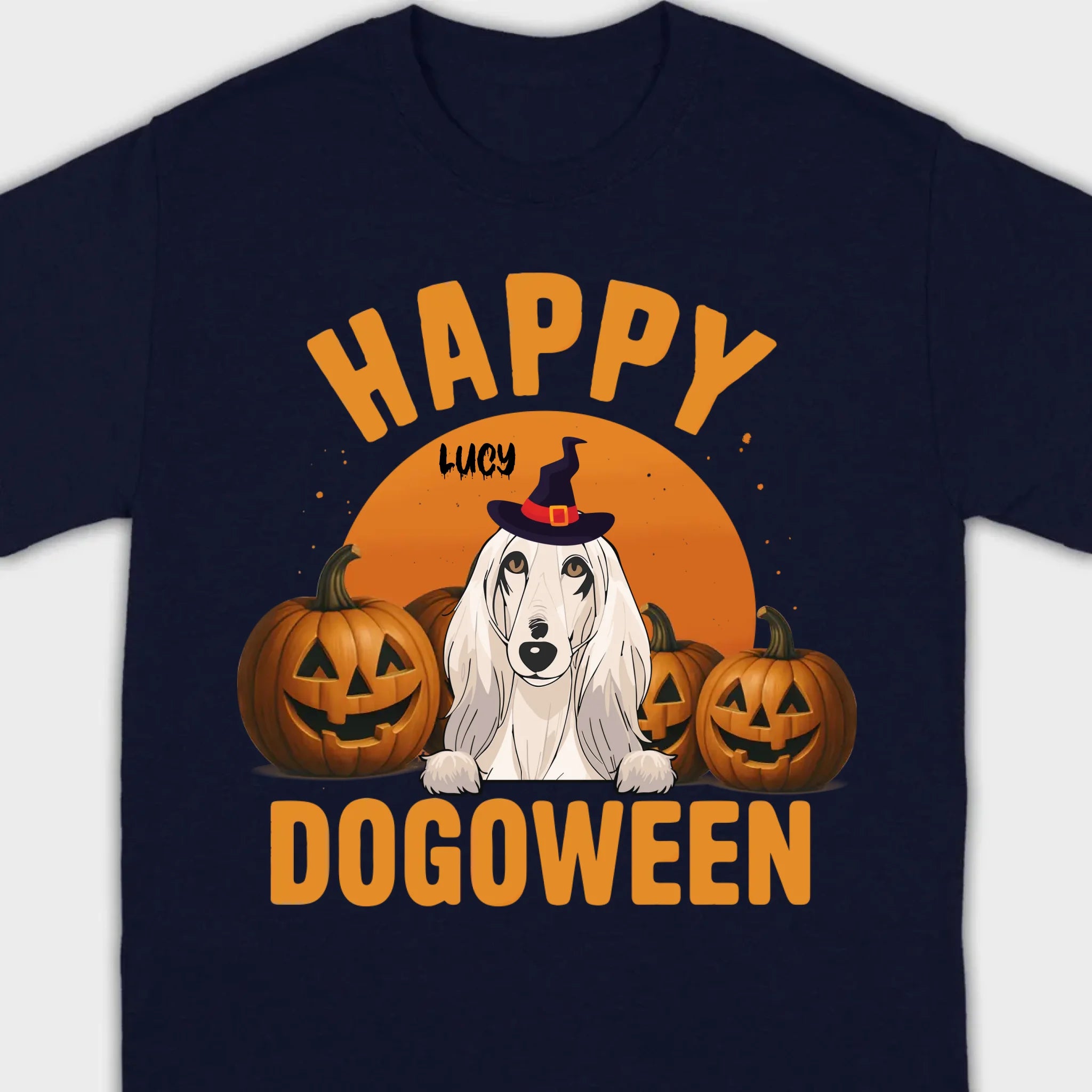Happy Dogoween Shirt – Personalized Halloween Dog Tee with Custom Pet Name - 89Prints