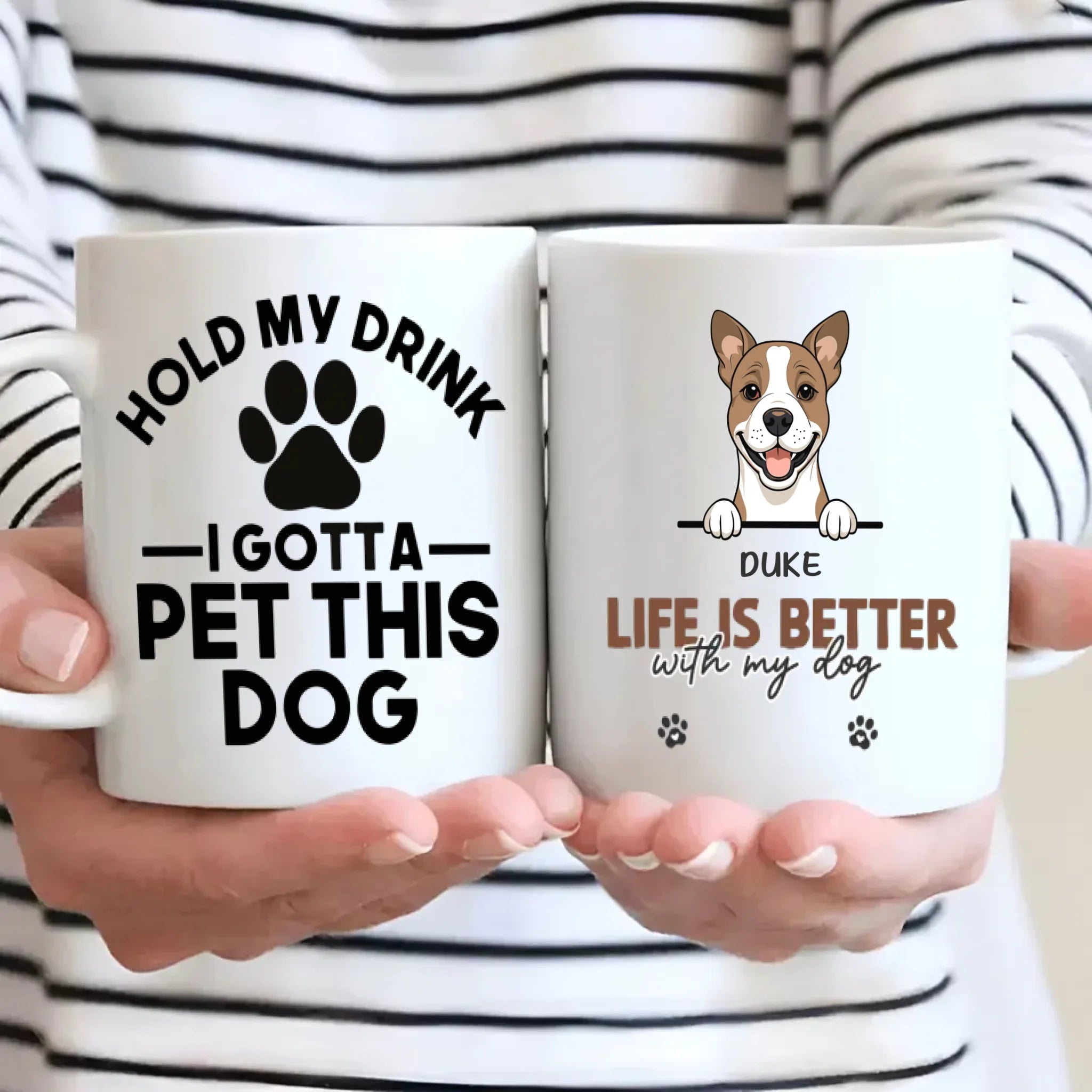Funny Custom Dog Mug – “Hold My Drink I Gotta Pet This Dog” - 89Prints