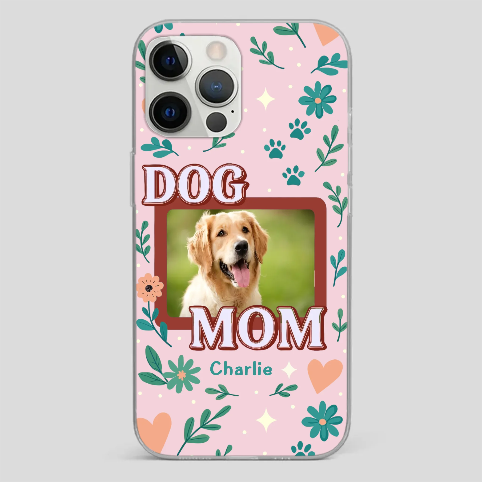 Personalized Dog Mom Phone Case – Custom Pet Name & Photo | Cute Floral Design - 89Prints