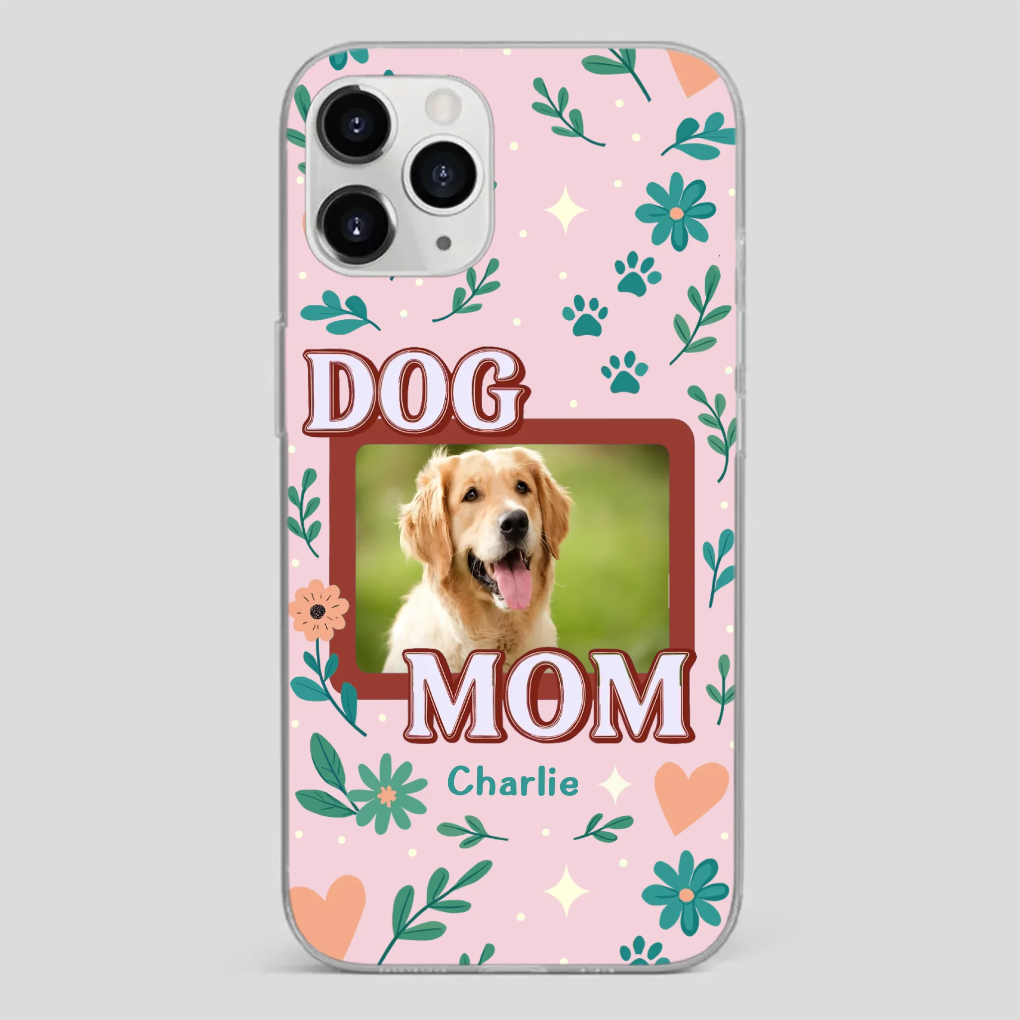 Personalized Dog Mom Phone Case – Custom Pet Name & Photo | Cute Floral Design - 89Prints