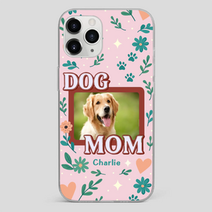 Personalized Dog Mom Phone Case – Custom Pet Name & Photo | Cute Floral Design - 89Prints