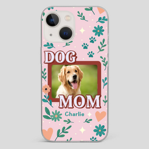 Personalized Dog Mom Phone Case – Custom Pet Name & Photo | Cute Floral Design - 89Prints