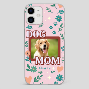 Personalized Dog Mom Phone Case – Custom Pet Name & Photo | Cute Floral Design - 89Prints