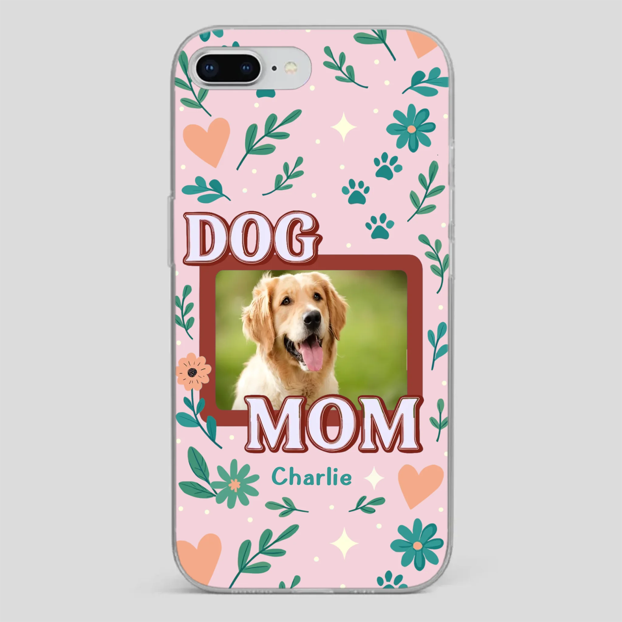 Personalized Dog Mom Phone Case – Custom Pet Name & Photo | Cute Floral Design - 89Prints