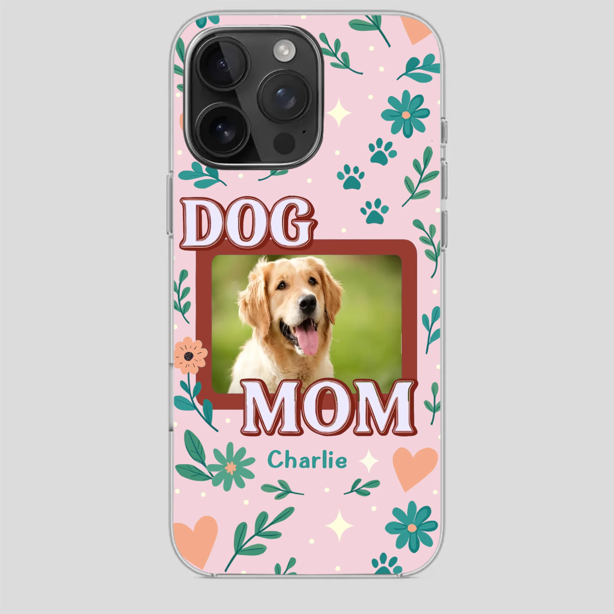 Personalized Dog Mom Phone Case – Custom Pet Name & Photo | Cute Floral Design - 89Prints