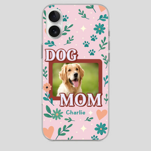Personalized Dog Mom Phone Case – Custom Pet Name & Photo | Cute Floral Design - 89Prints