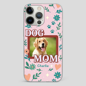 Personalized Dog Mom Phone Case – Custom Pet Name & Photo | Cute Floral Design - 89Prints
