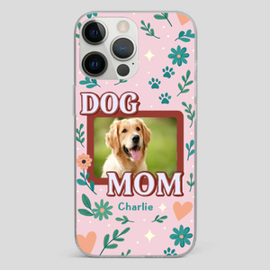 Personalized Dog Mom Phone Case – Custom Pet Name & Photo | Cute Floral Design - 89Prints