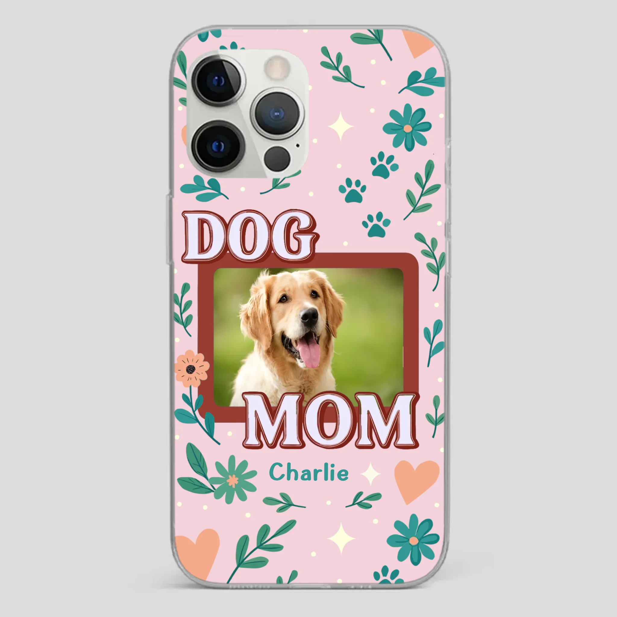 Personalized Dog Mom Phone Case – Custom Pet Name & Photo | Cute Floral Design - 89Prints