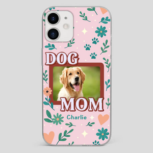 Personalized Dog Mom Phone Case – Custom Pet Name & Photo | Cute Floral Design - 89Prints
