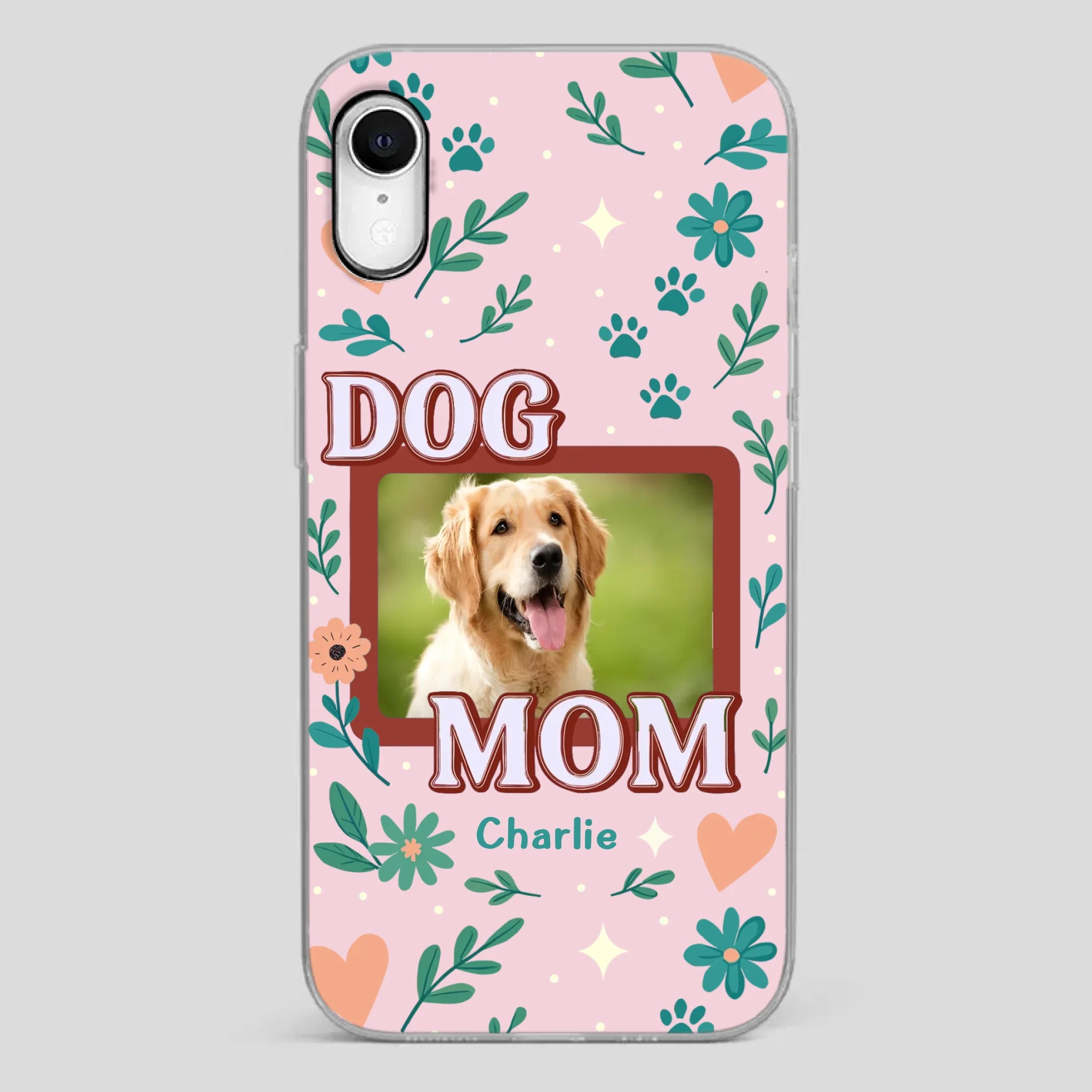 Personalized Dog Mom Phone Case – Custom Pet Name & Photo | Cute Floral Design - 89Prints