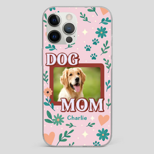 Personalized Dog Mom Phone Case – Custom Pet Name & Photo | Cute Floral Design - 89Prints