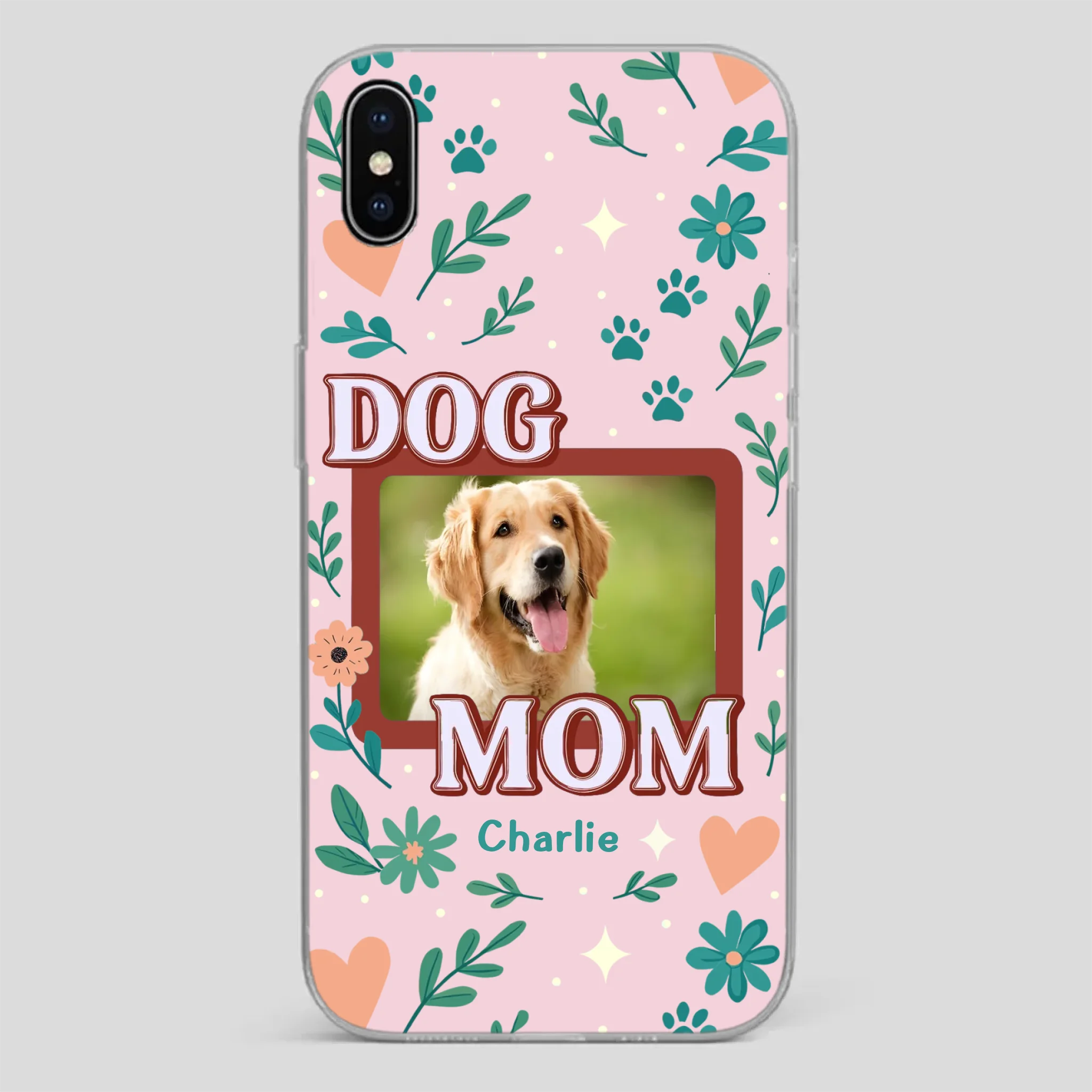 Personalized Dog Mom Phone Case – Custom Pet Name & Photo | Cute Floral Design - 89Prints