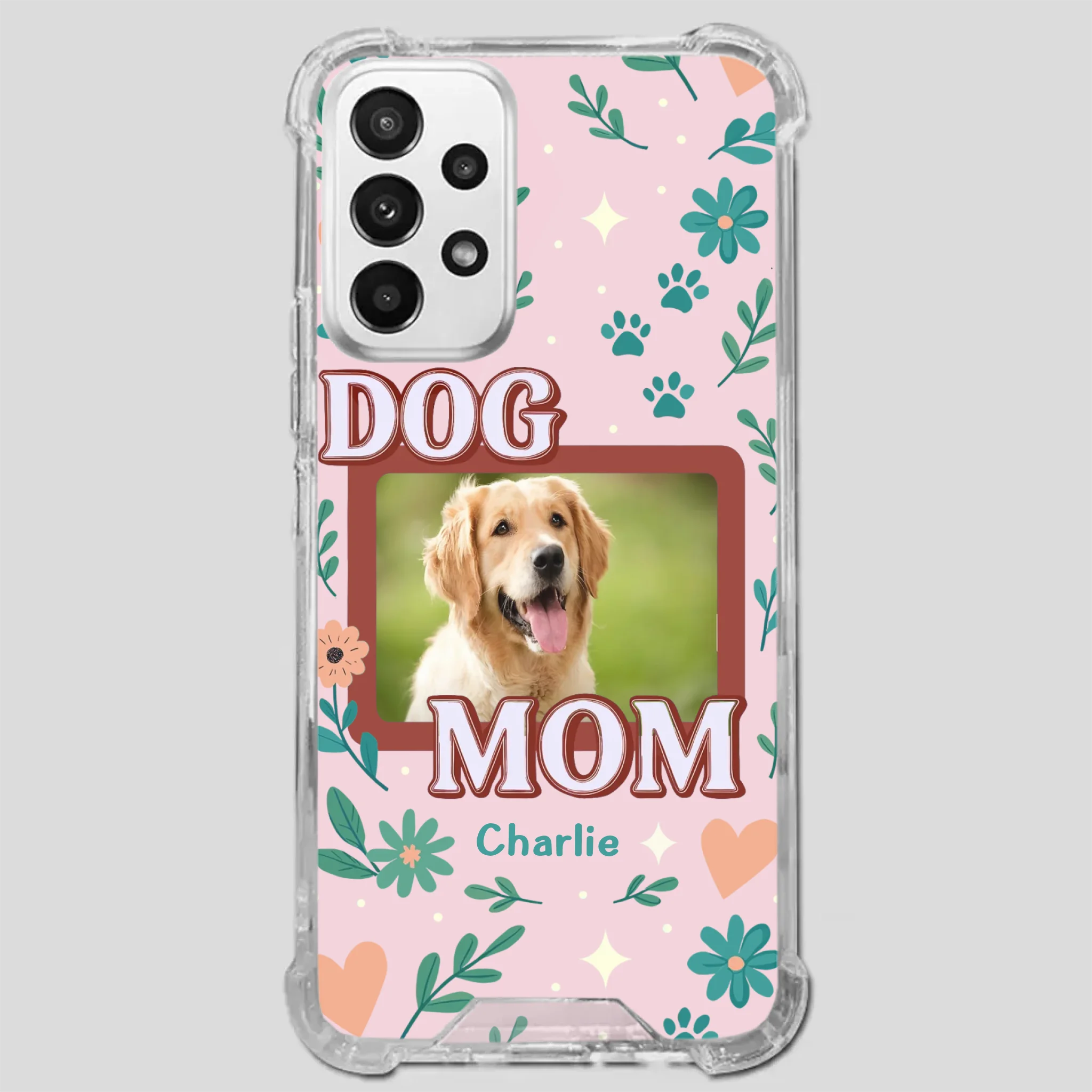 Personalized Dog Mom Phone Case – Custom Pet Name & Photo | Cute Floral Design - 89Prints