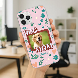 Personalized Dog Mom Phone Case – Custom Pet Name & Photo | Cute Floral Design - 89Prints