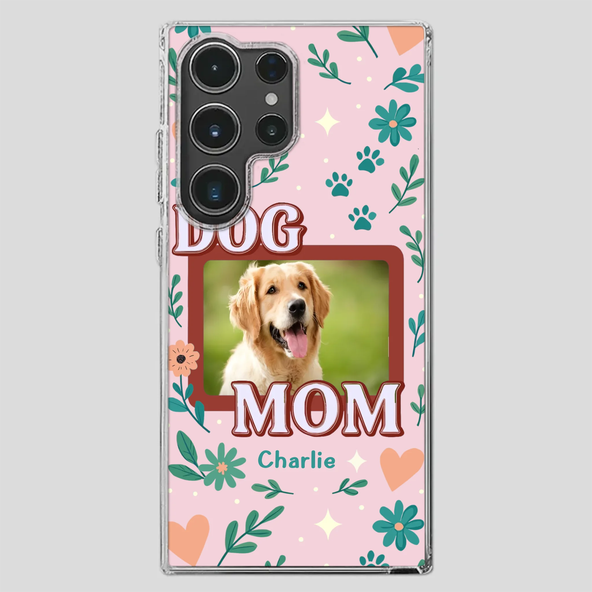 Personalized Dog Mom Phone Case – Custom Pet Name & Photo | Cute Floral Design - 89Prints