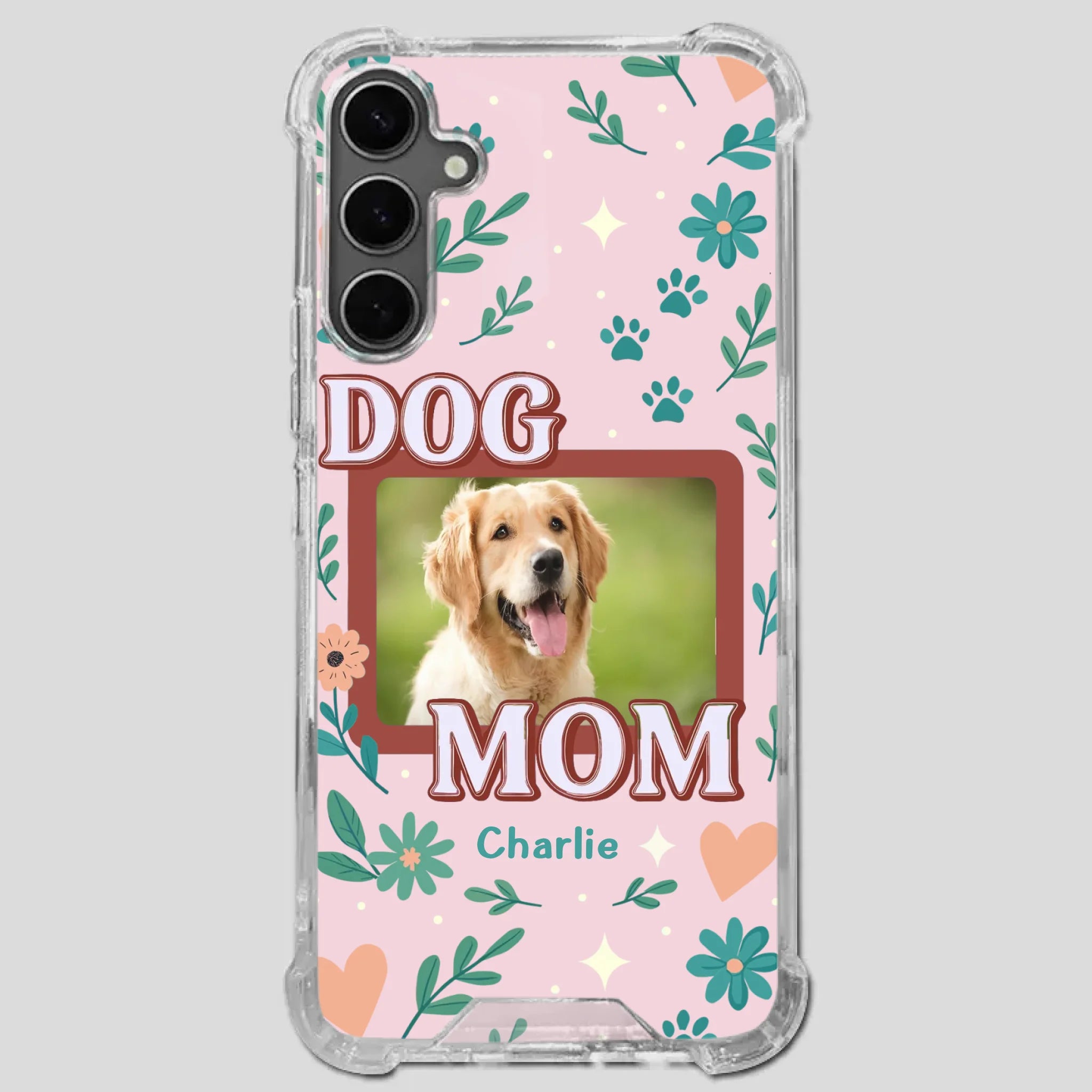 Personalized Dog Mom Phone Case – Custom Pet Name & Photo | Cute Floral Design - 89Prints