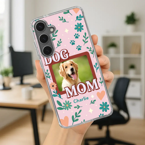 Personalized Dog Mom Phone Case – Custom Pet Name & Photo | Cute Floral Design - 89Prints